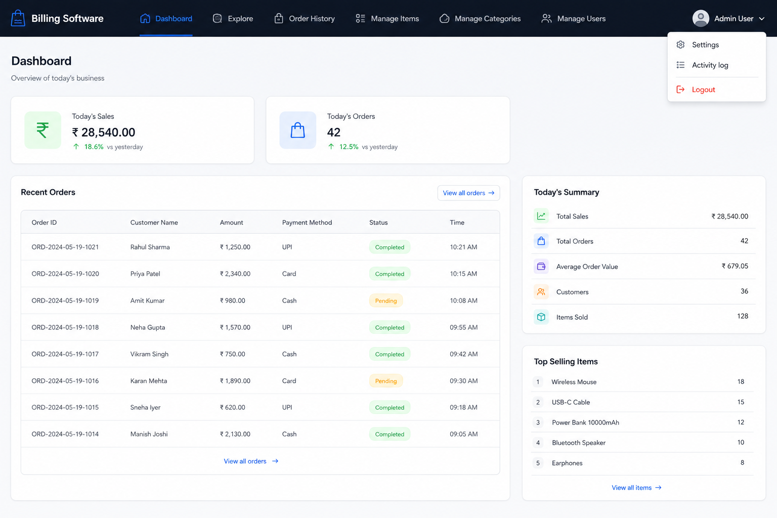 Retail Billing System